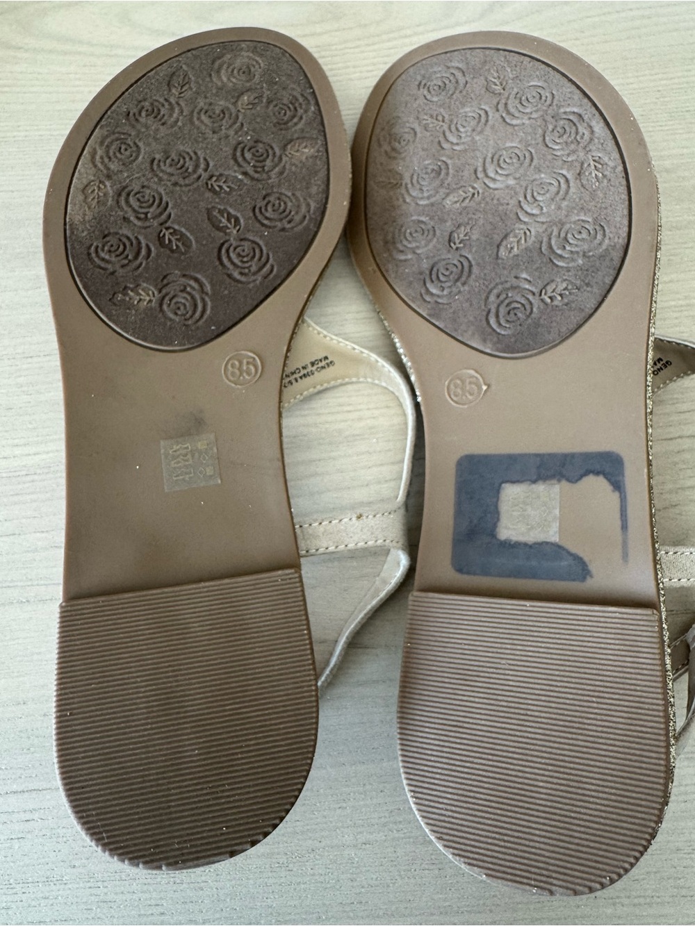 Embellished Nude T-Strap Sandals - Picture 7 of 9